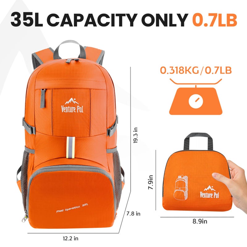 Venture Pal 35L Ultralight Lightweight Packable Foldable Travel Camping Hiking Outdoor Sports Backpack Daypack - Image 5